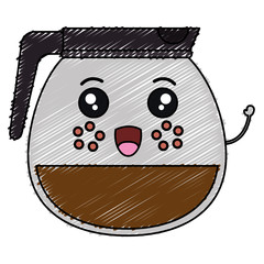 kettle coffee kawaii character vector illustration design