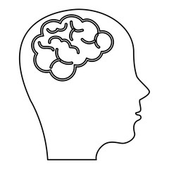 brain storming with head profile vector illustration design