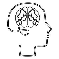 brain storming with head profile vector illustration design