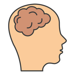 brain storming with head profile vector illustration design