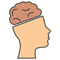 brain storming with head profile vector illustration design