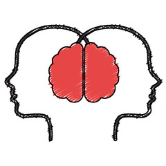 brain storming with head profile vector illustration design