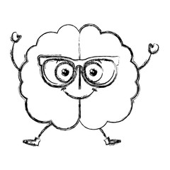 brain storming with glasses kawaii character vector illustration design