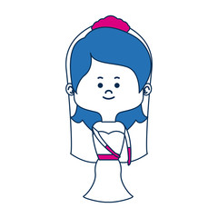 adorable bride lovely marriage cartoon vector illustration