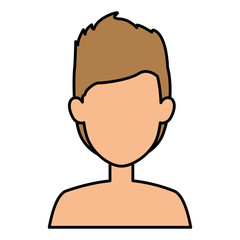 young man shirtless avatar character vector illustration design