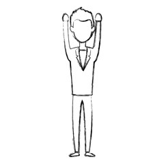elegant businessman with hands up avatar character vector illustration design