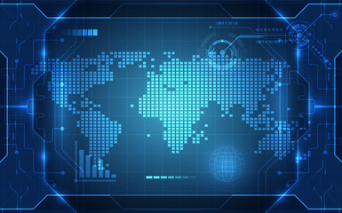 Abstract digital technology connection on Earth concept background, vector illustration
