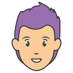 young man head avatar character vector illustration design