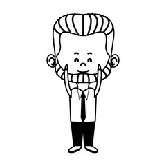 cute man cartoon standing formal clothes character vector illustration