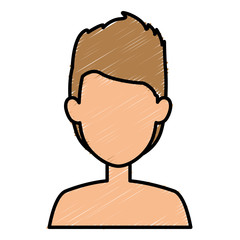 young man shirtless avatar character vector illustration design