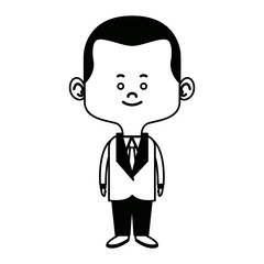 young happy groom man wear suit married vector illustration