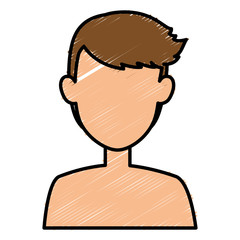 young man shirtless avatar character vector illustration design