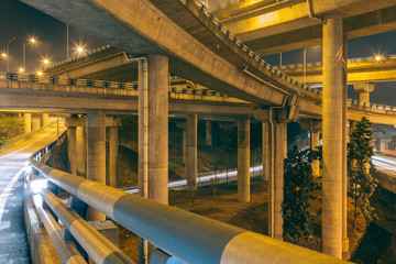 low angle view of Huang Jue Wan interchange at night in Chongqing,China.
