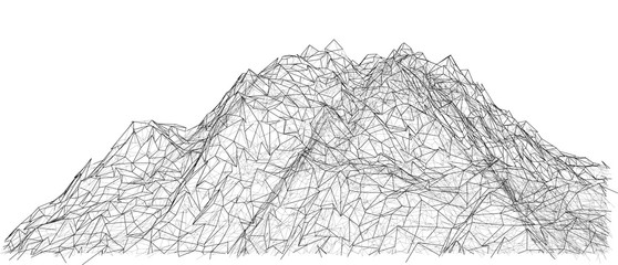 Wireframe polygonal landscape. Vector Illustration