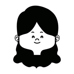 pretty girl face female character head vector illustration