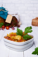 Pickled peppers in tomato sauce