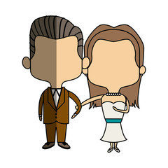 cute couple husband wife in wedding suit happy together