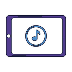 smartphone device with music note vector illustration design