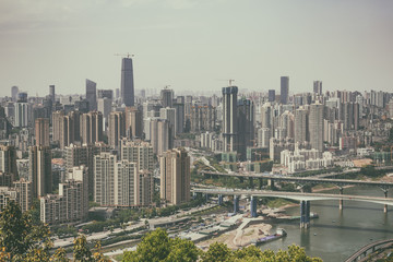Naklejka na ściany i meble panoramic view of cityscape in Chongqing,China.