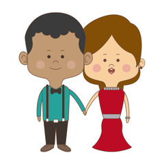 Obraz na płótnie Canvas cute couple bride and groom holding hands lovely cartoon vector illustration