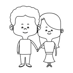 couple of young people man and woman hold hands vector illustration
