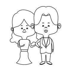 couple of young people man and woman hold hands vector illustration