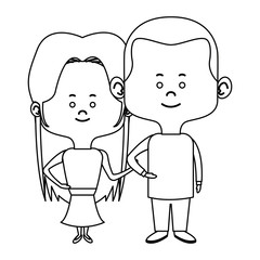 couple of young people man and woman hold hands vector illustration