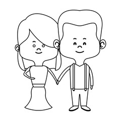 couple of young people man and woman hold hands vector illustration