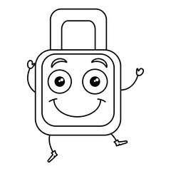 safe secure padlock kawaii character vector illustration design