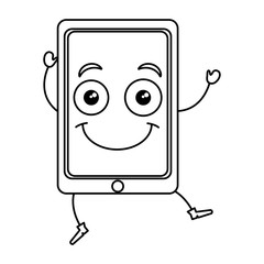 smartphone device kawaii character vector illustration design