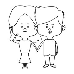 couple of young people man and woman hold hands vector illustration