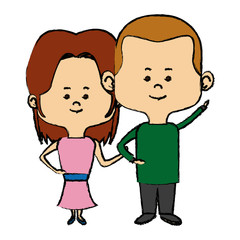 couple of young people man and woman hold hands vector illustration