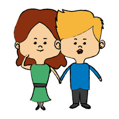 couple of young people man and woman hold hands vector illustration