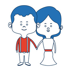 cute couple husband wife in wedding suit happy together vector illustration