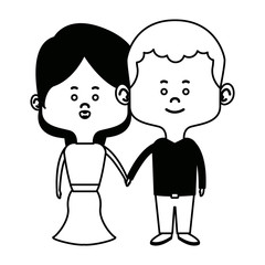 Obraz na płótnie Canvas cute couple bride and groom holding hands lovely cartoon vector illustration