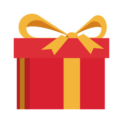 red gift box wrapped bow ribbon shopping vector illustration
