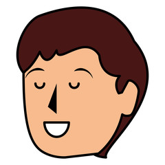 young man head avatar character vector illustration design