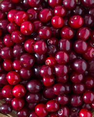 cherries on wooden surface