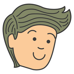 young man head avatar character vector illustration design
