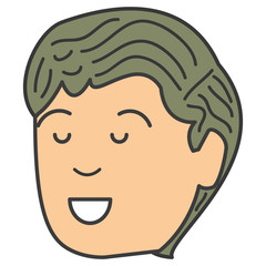 young man head avatar character vector illustration design