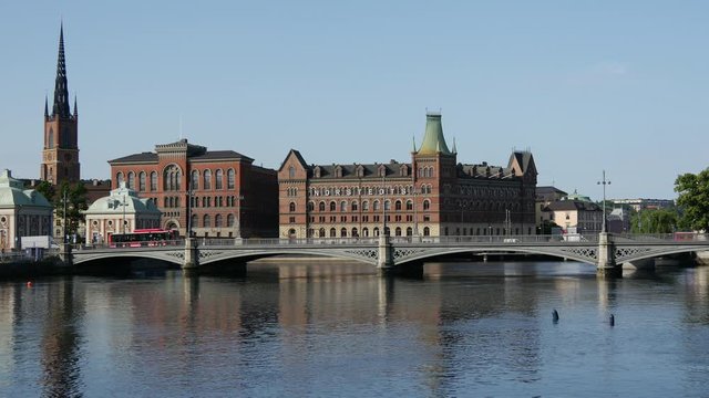 The Riddarholm Church and the Vasabron bridge in Stockholm Sweden