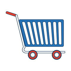 shopping cart of side view empty supermarket e commerce vector illustration