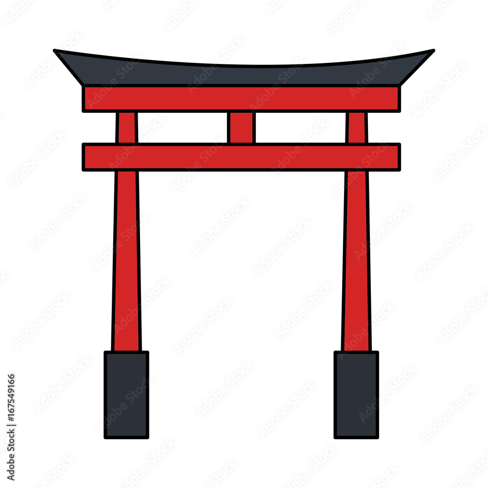 Sticker japanese portal isolated icon vector illustration design