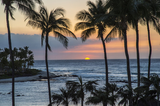 Waikoloa resort sunset, Hawaii island 
