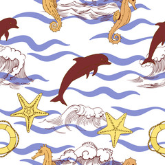 Nautical seamless pattern