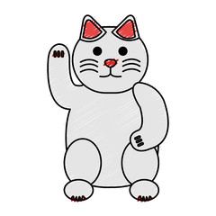 japanese cat luck icon vector illustration design