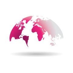 pink world map globe isolated on white background
