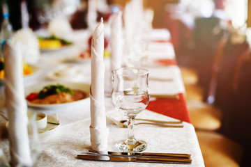 Glass glass for wine on a table with shallow depth of field