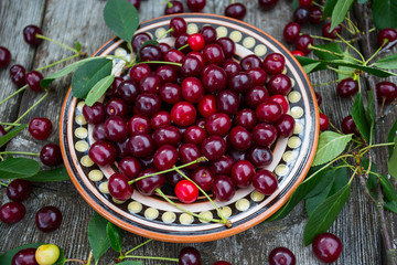 cherry on wooden surface