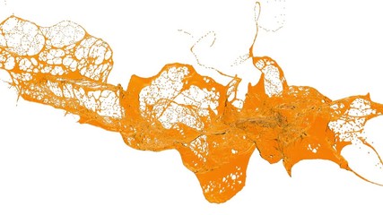 orange splash of sweet water in air filmed in slow motion with alpha channel use for alpha mask lumma matte. Sugar liquid fly in air. ver 2 - Powered by Adobe